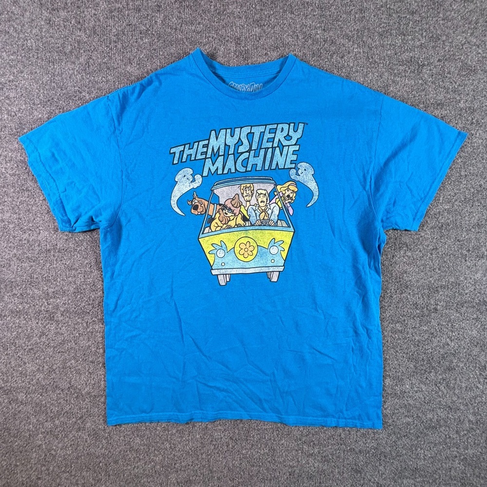 Scooby-Doo Mystery Machine T-Shirt Mens XL Blue Cotton Graphic Print Casual